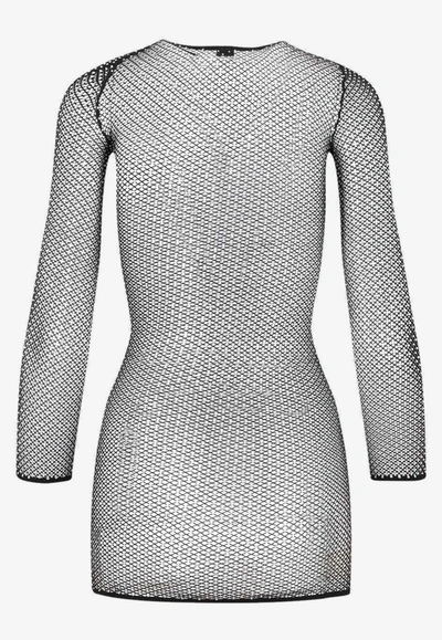 Shop Balenciaga Crystal Mesh Mini Dress In Black