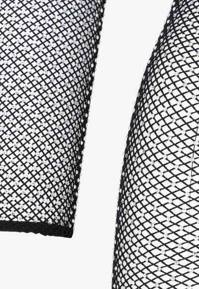 Balenciaga Black Crystal Mesh Mini Top In Black