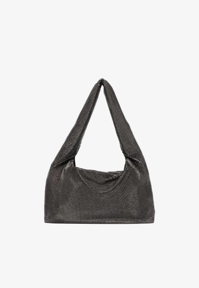 Shop Kara Crystal Mesh Shoulder Bag In Black