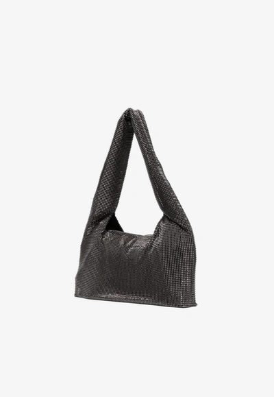 Shop Kara Crystal Mesh Shoulder Bag In Black