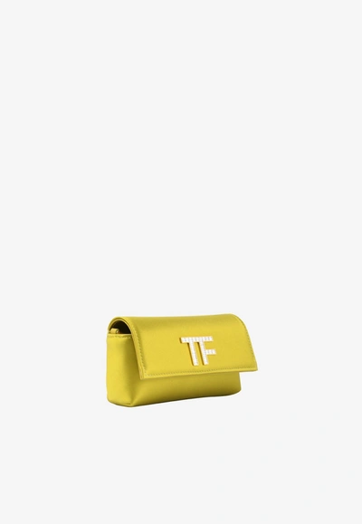 Tom Ford Crystal Tf Satin Clutch In Mustard