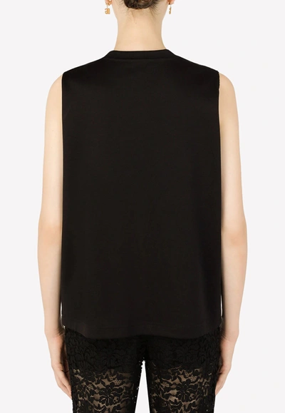 Dolce & Gabbana Crystal-embellished Interlock Logo Tank Top In Black