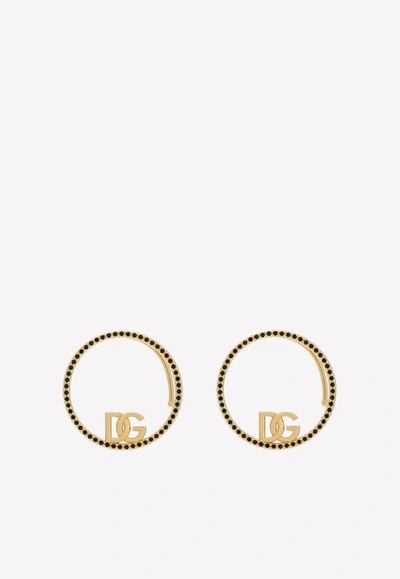 Shop Dolce & Gabbana Crystal-embellished Logo Ear Cuffs In Gold