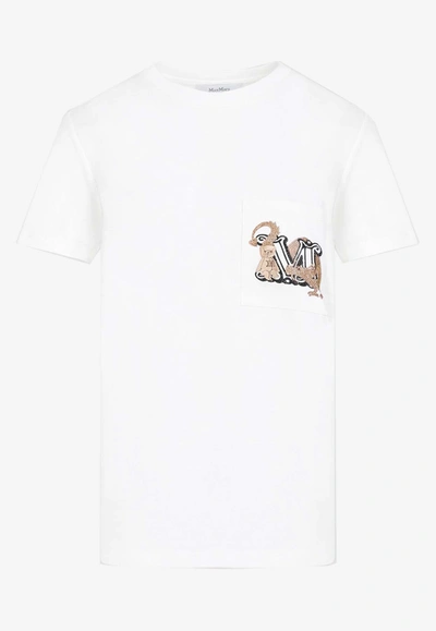 Shop Max Mara Crystal-embellished Logo Monogram T-shirt In White