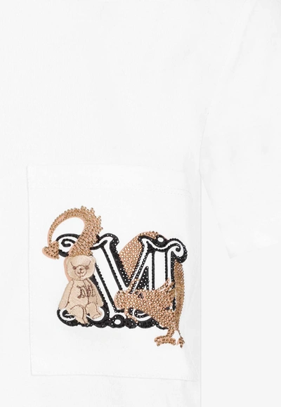 Shop Max Mara Crystal-embellished Logo Monogram T-shirt In White