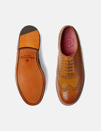 Shop Grenson Stanley Brogue (calf Leather) In Tan