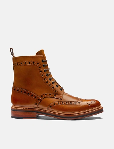 Shop Grenson Fred Brogue Boot (leather) In Tan