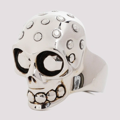 Shop Alexander Mcqueen Skull Ring Jewellery In Grey