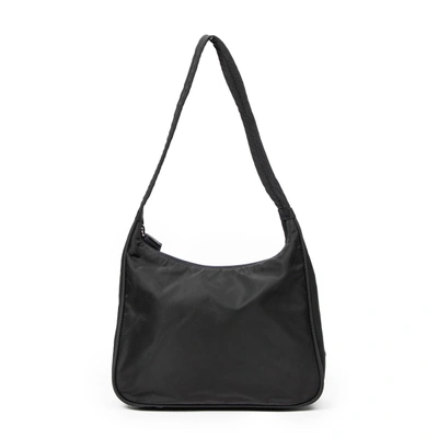 Shop Prada Zip Hobo Shoulder Bag In Black