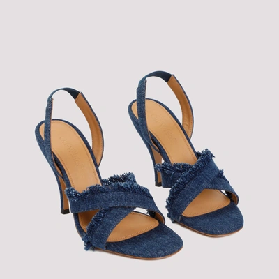 Shop Off-white Curvy Heel Denim Sandal Shoes In Blue
