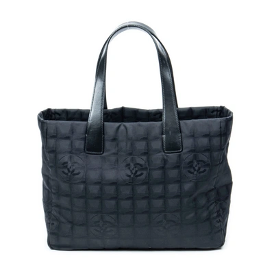 Pre-owned Chanel Travel Line Shopping Tote In Black