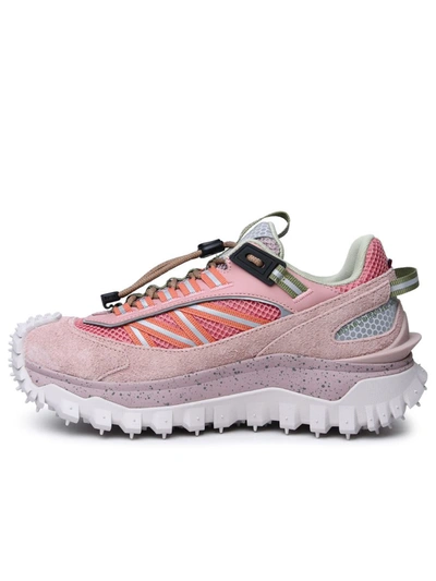 Shop Moncler Pink Leather Blend Sneakers