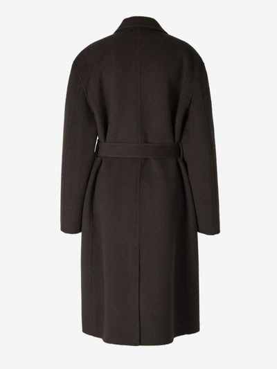 Acne Studios Belted Wool Coat In Cross Button Closure