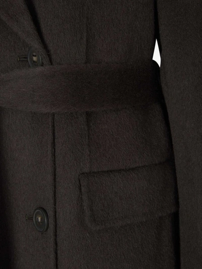 Acne Studios Belted Wool Coat In Cross Button Closure