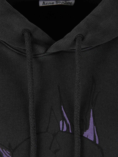 Shop Acne Studios Hood Printed Sweatshirt In Gris Fosc