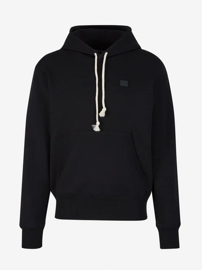 Shop Acne Studios Hooded Cotton Sweatshirt In Negre