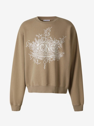 Shop Acne Studios Shiny Effect Sweatshirt In Beix