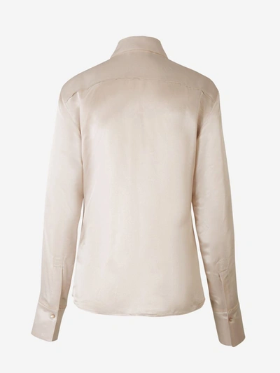 Shop Acne Studios Tulle And Silk Shirt In Beige