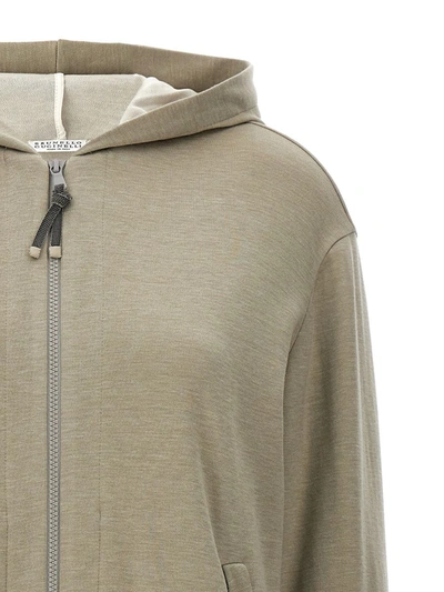 Shop Brunello Cucinelli 'monile' Hoodie In Beige