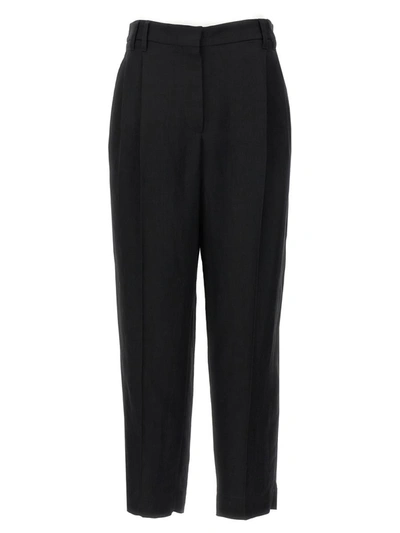 Brunello Cucinelli Black Tropical Luxury Wool Monili Slouchy Trousers In Black