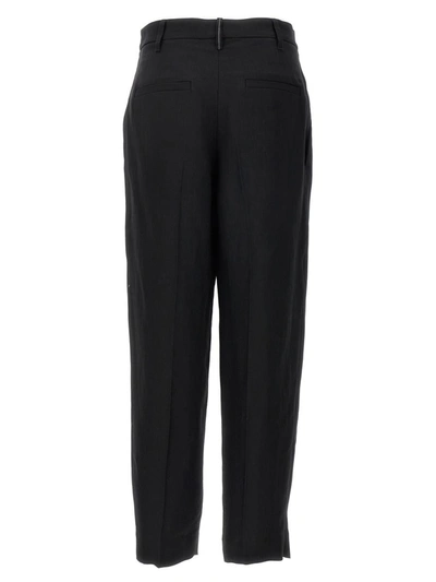 Brunello Cucinelli Black Tropical Luxury Wool Monili Slouchy Trousers In Black