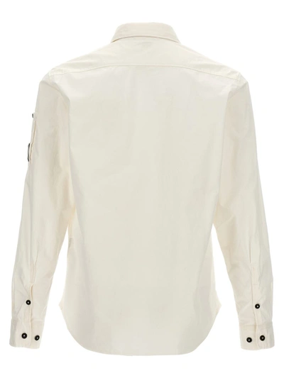 Shop C.p. Company Gabardine Shirt With Logo Badge In White