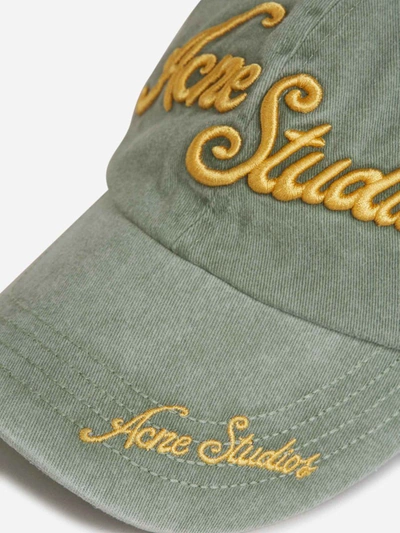 Shop Acne Studios Embroidered Logo Cap In Verd Turquesa