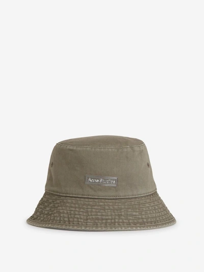 Shop Acne Studios Logo Bucket Hat In Verd Militar