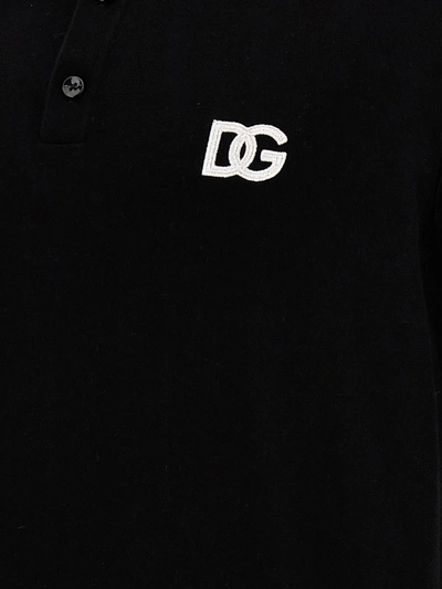 Shop Dolce & Gabbana Logo Polo Shirt In White/black