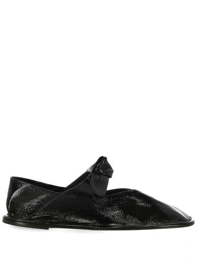Hereu Black Llasada Supple Shiny Ballerina Flats In Black