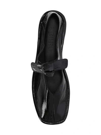Hereu Black Llasada Supple Shiny Ballerina Flats In Black