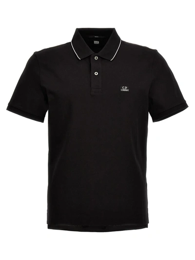 Shop C.p. Company Logo Embroidery Polo Shirt In Black
