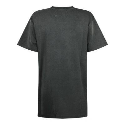 Maison Margiela Black T-shirt With Logo Embroidery In Washed Black