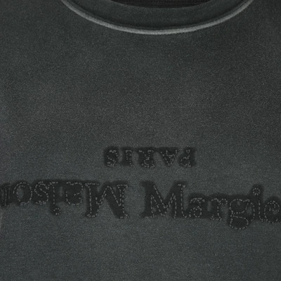 Maison Margiela Black T-shirt With Logo Embroidery In Washed Black
