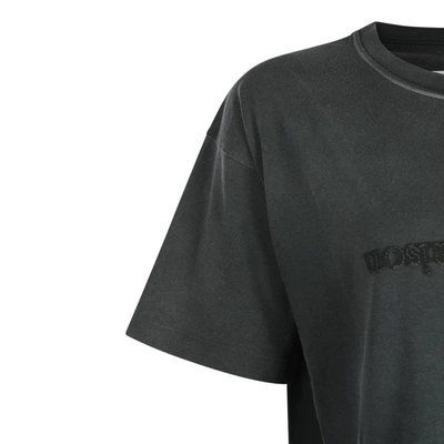Maison Margiela Black T-shirt With Logo Embroidery In Washed Black