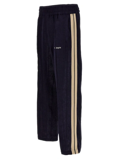 Shop Palm Angels 'classic Logo Linen Track' Joggers In Blue
