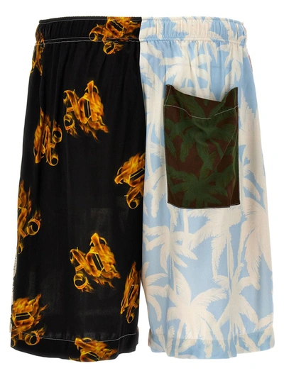 Shop Palm Angels 'patchwork Palms' Bermuda Shorts In Multicolor