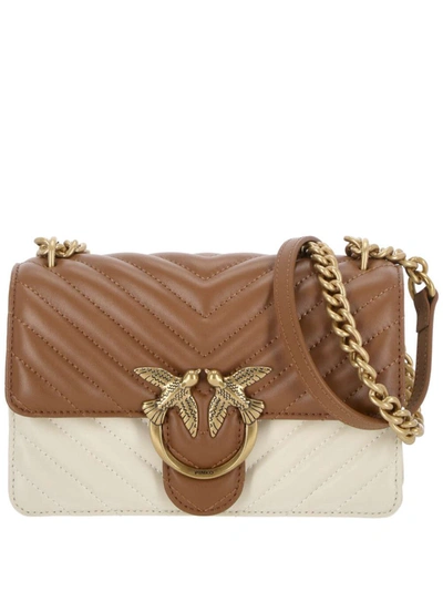 Shop Pinko Bags In Cuoio/bianco-antique Gold