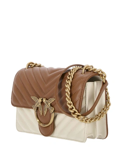 Shop Pinko Bags In Cuoio/bianco-antique Gold