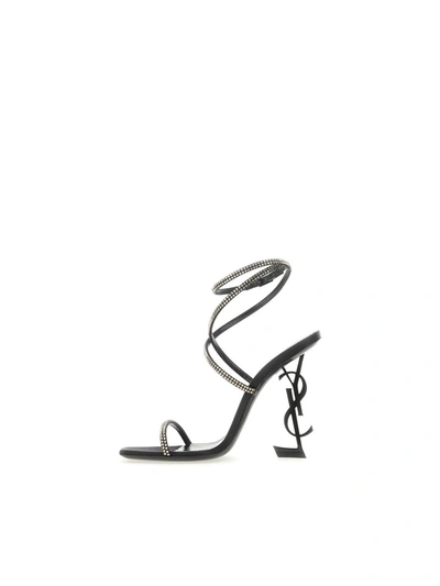 Shop Saint Laurent Sandals In Nero/greige