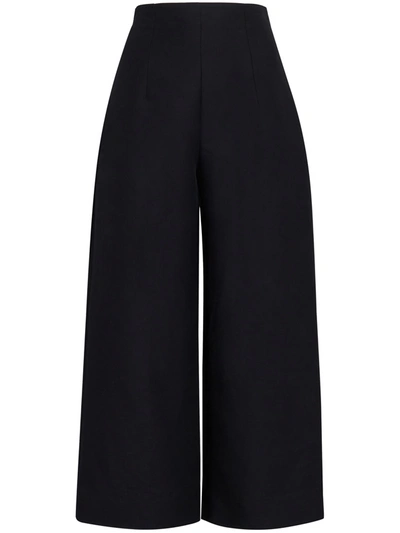 Shop Marni Cropped High-waisted Trousers In Black