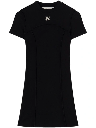 Shop Palm Angels Embroidered Logo Dress In Black