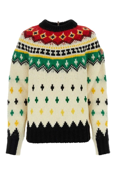 Shop Moncler Grenoble Jacquard Wool Sweater In Multicolor