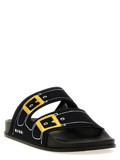 Shop Marni 'trompe L'oeil' Sandals In Black