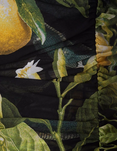 Shop Roberto Cavalli Midi Stretch Dress With Lemons Print In Black