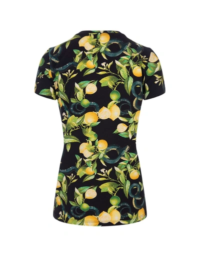 Shop Roberto Cavalli T-shirt With Lemons Print In Black