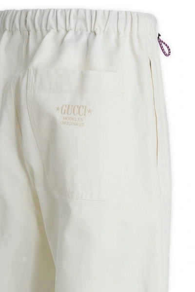 Gucci Drawstring Ruched Drill Pants In White