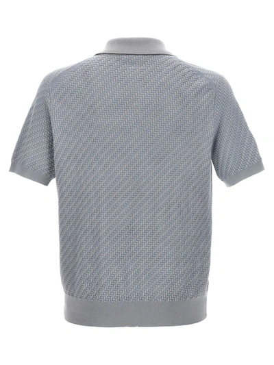 Shop Brioni Light Blue Cotton-silk Blend Polo Shirt