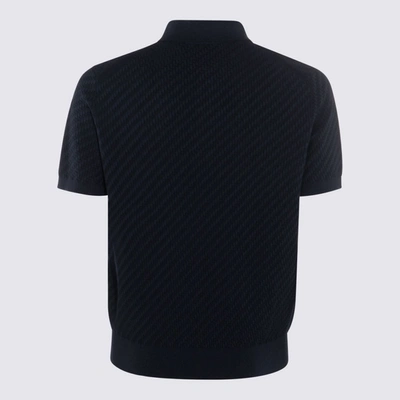 Shop Brioni Navy Blue Cotton Blend Polo Shirt