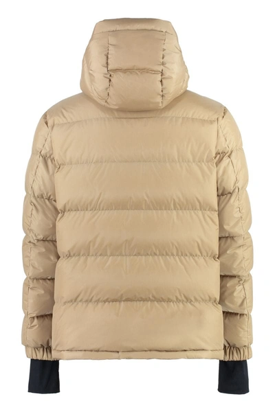 Moncler 'pramint' White Technical Nylon Down Jacket In Beige